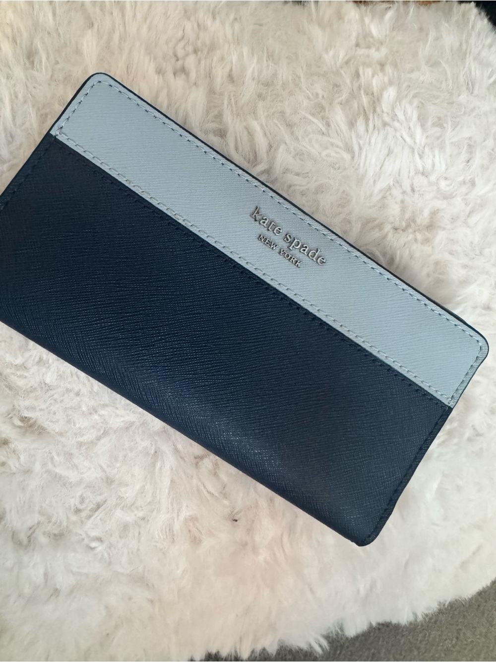 kate spade Two-Tone Navy and Light Blue Zip Around Wallet